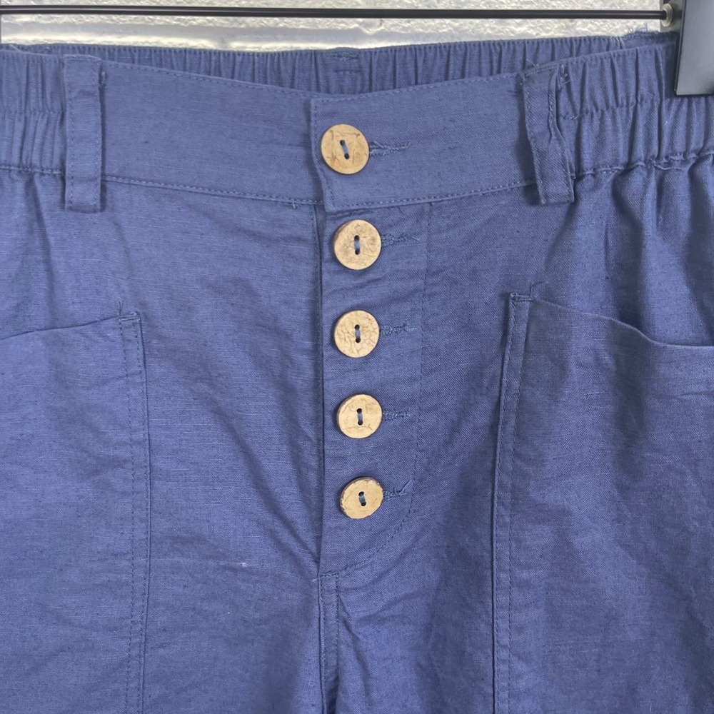 Lintico Linen Blend Blue High Waisted Pants Womens‎ XS Coastal Minimalist - Picture 5 of 13